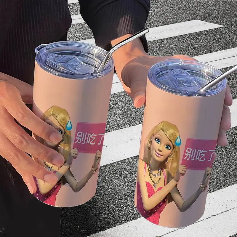Barbie Stainless Steel Cup (Straw Included)