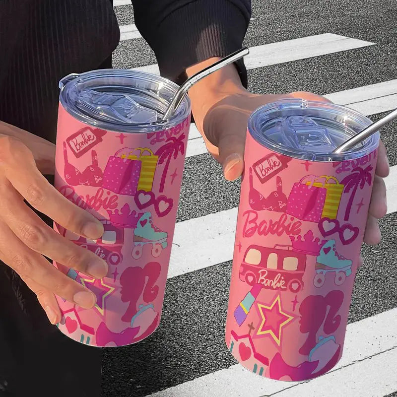 Barbie Stainless Steel Cup (Straw Included)