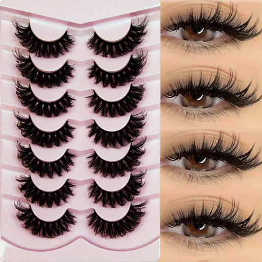 3Boxes(21Pairs) False Eyelashes Wispy Lashes Natural Look Fake Eyelashes Cat Eye Lashes Fake Fluffy Strip False Lashes Pack