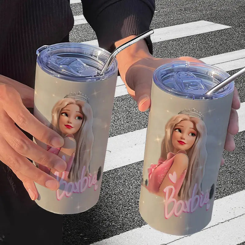 Barbie Stainless Steel Cup (Straw Included)
