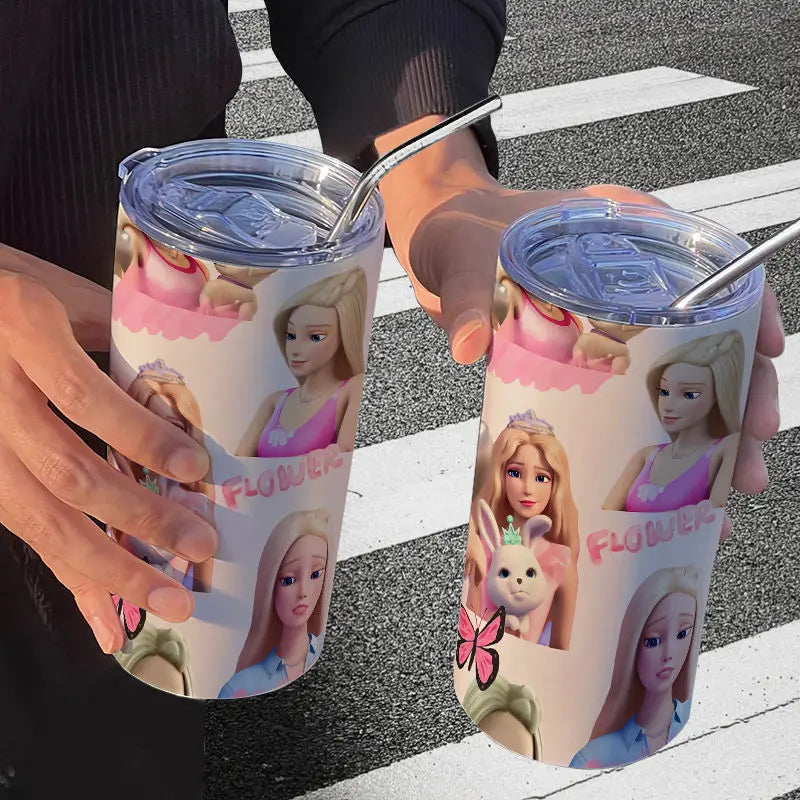 Barbie Stainless Steel Cup (Straw Included)