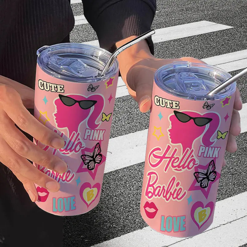 Barbie Stainless Steel Cup (Straw Included)