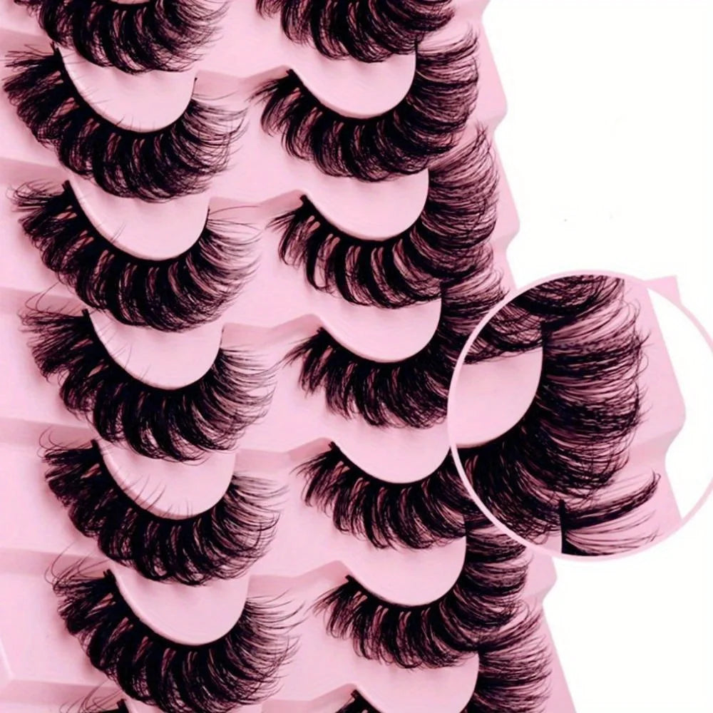 3Boxes(21Pairs) False Eyelashes Wispy Lashes Natural Look Fake Eyelashes Cat Eye Lashes Fake Fluffy Strip False Lashes Pack