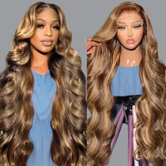 18-34Inch Highlight Wig 13x6 HD Lace Frontal Wig Colored Body Wave Human Hair 200% High Density Lace Wigs Brazilian Hair Wigs