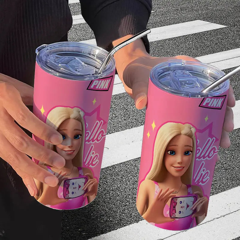 Barbie Stainless Steel Cup (Straw Included)