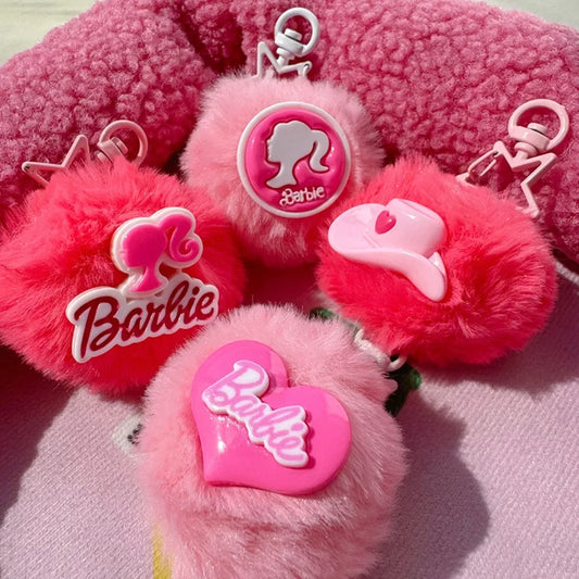 Plush Barbie Pendant Pink Key Chain