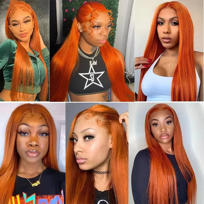 200% Density 13x4 And 13x6 Lace Frontal Straight Hd Lace Frontal Wig Ginger Brown Lace Wig Human Hair