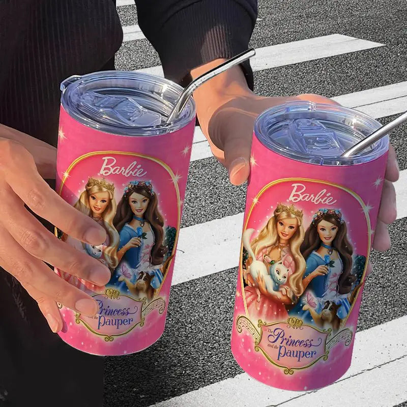 Barbie Stainless Steel Cup (Straw Included)