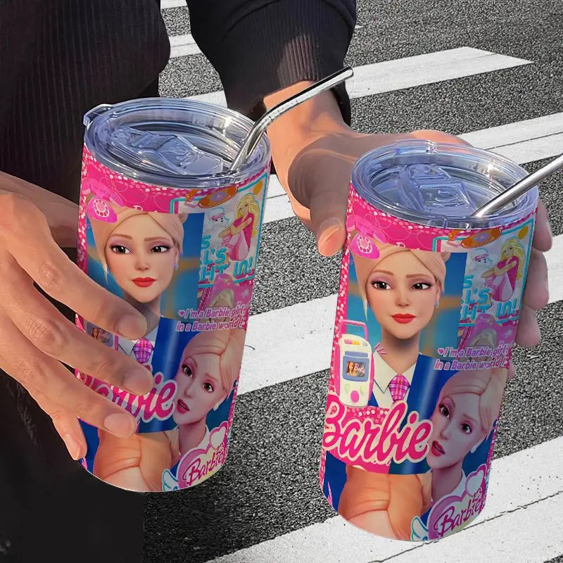 Barbie Stainless Steel Cup (Straw Included)