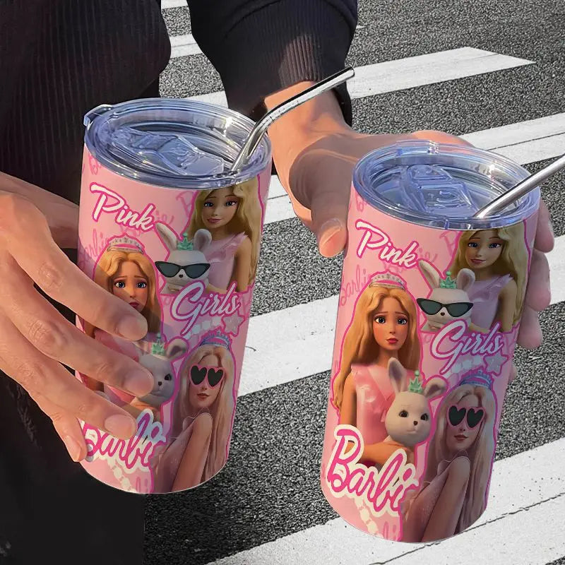 Barbie Stainless Steel Cup (Straw Included)