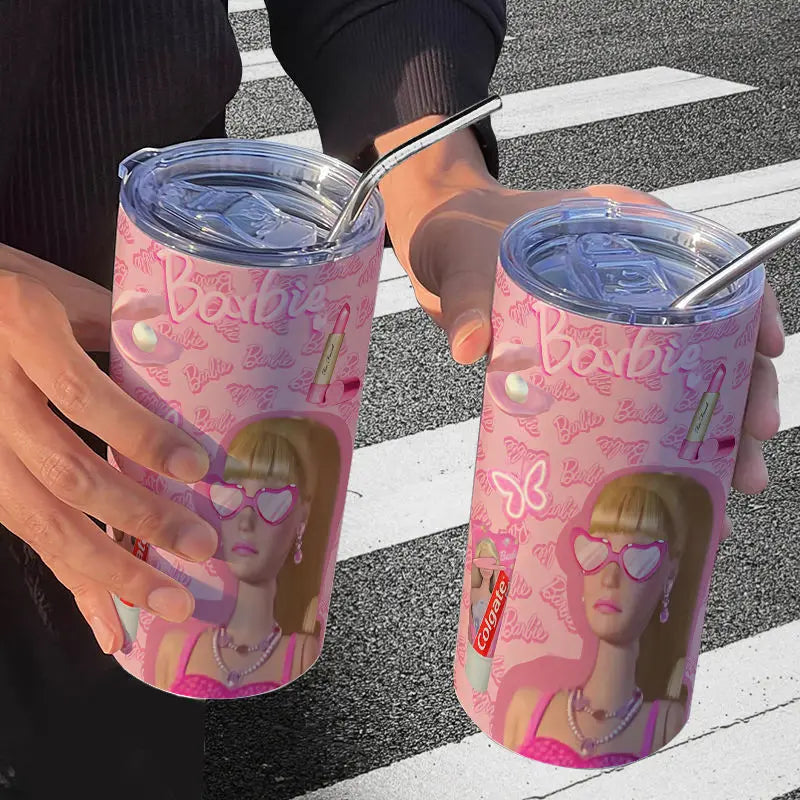 Barbie Stainless Steel Cup (Straw Included)