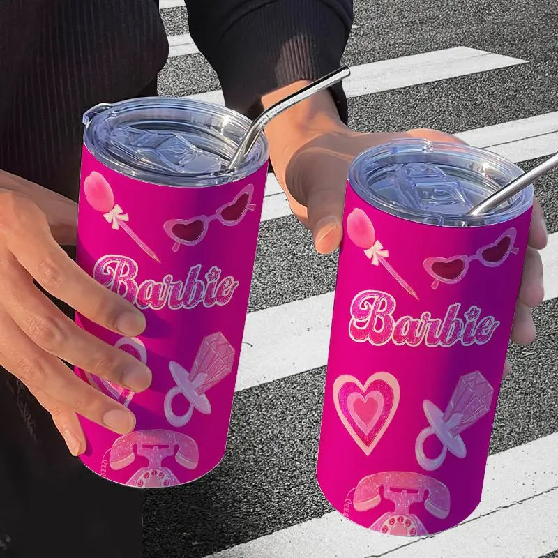 Barbie Stainless Steel Cup (Straw Included)
