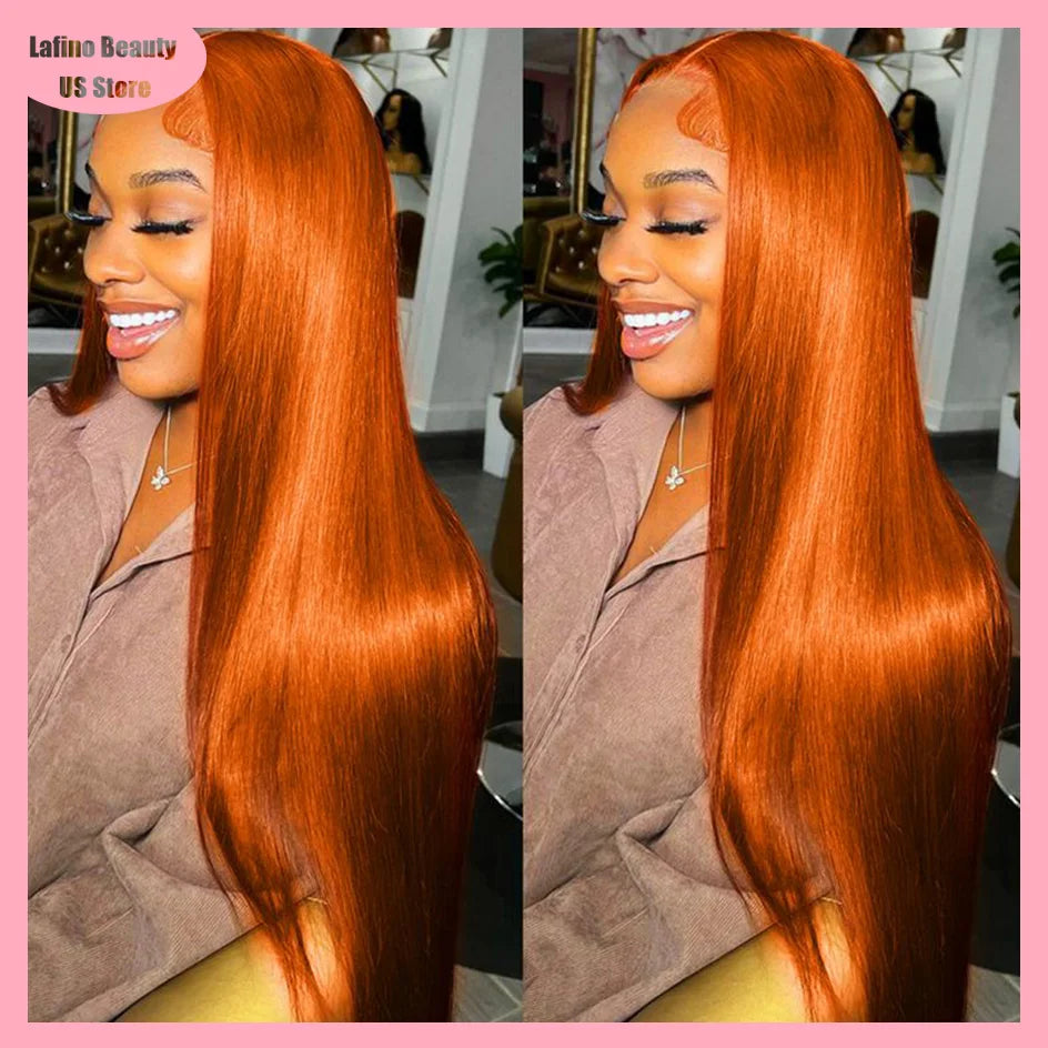 200% Density 13x4 And 13x6 Lace Frontal Straight Hd Lace Frontal Wig Ginger Brown Lace Wig Human Hair