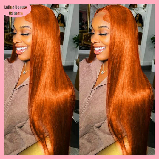 200% Density 13x4 And 13x6 Lace Frontal Straight Hd Lace Frontal Wig Ginger Brown Lace Wig Human Hair